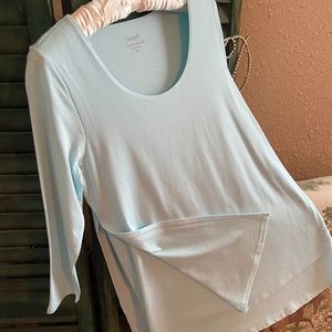 NWOT J. Jill PureJill Artisan Tee Tunic, XS, Pale Aqua